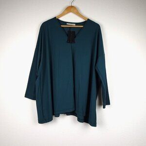 Bryn Walker Baxter Tunic Top Women's Size 2XL Green 3/4 Sleeves Made in USA